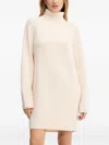 Hugo Boss Roll-neck Knitted Mini Dress In Neutral
