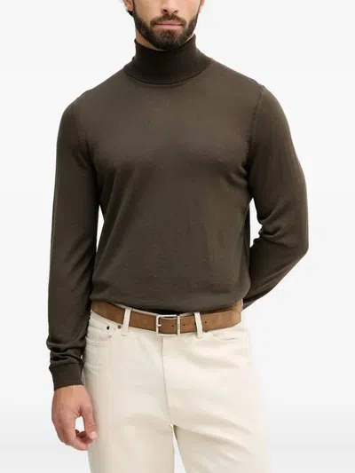 Hugo Boss Roll-neck Long-sleeves Sweater In Green