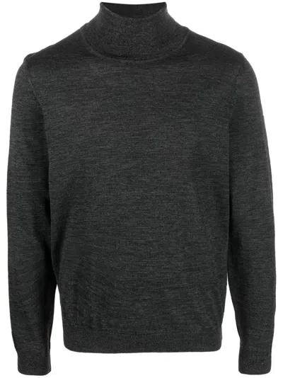 Hugo Boss Roll-neck Virgin Wool Jumper In Grey