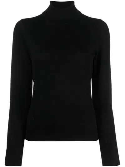 Hugo Boss Roll-neck Virgin Wool Jumper In Schwarz
