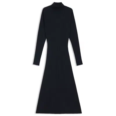 Hugo Boss Rollneck Sweater Dress In Virgin Wool In Black