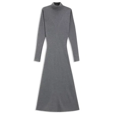 Hugo Boss Rollneck Sweater Dress In Virgin Wool In Gray