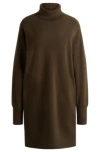 Hugo Boss Boss Felindane Turtleneck Long Sleeve Wool & Cashmere Sweater Dress In Light Green