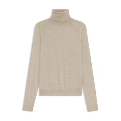 Hugo Boss Rollneck Sweater In Merino Wool In Neutral