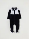 Hugo Boss Navy Logo-brand Colour-block Fleece Babygrow 1-9 In Blue