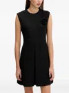 Hugo Boss Rose-embellished Front-pocket Mini Dress In Black