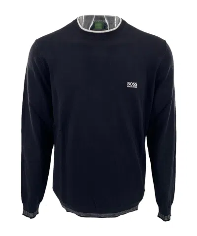 Hugo Boss Round-collar And Long-sleeved Sweater In Black