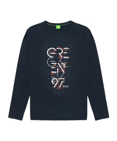 Hugo Boss Round Collar And Long-sleeved T-shirt In Black
