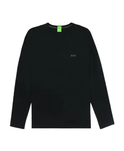 Hugo Boss Round Collar And Long-sleeved T-shirt In Black