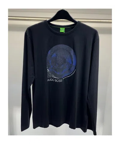 Hugo Boss Round Collar And Long-sleeved T-shirt In Black
