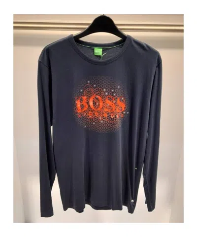 Hugo Boss Round Collar And Long-sleeved T-shirt In Black