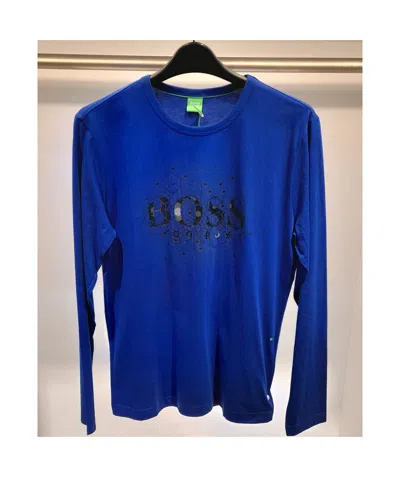 Hugo Boss Round Collar And Long-sleeved T-shirt In Blue