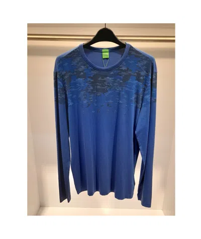 Hugo Boss Round Collar And Long-sleeved T-shirt In Blue