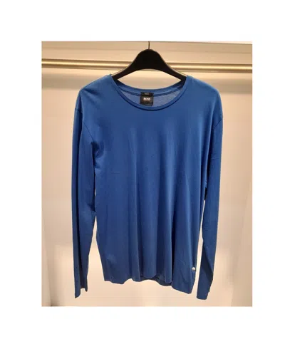 Hugo Boss Round Collar And Long-sleeved T-shirt In Blue