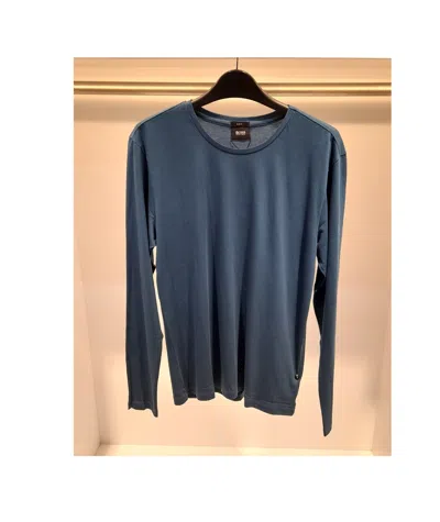 Hugo Boss Round Collar And Long-sleeved T-shirt In Blue