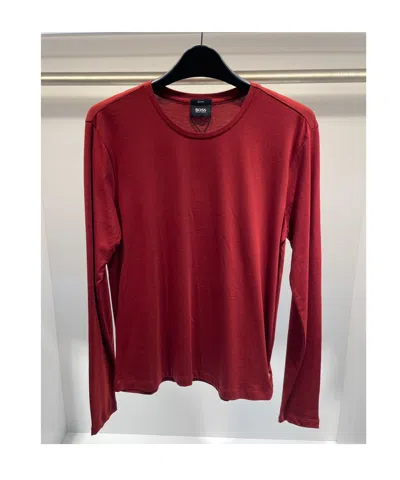 Hugo Boss Round Collar And Long-sleeved T-shirt In Red