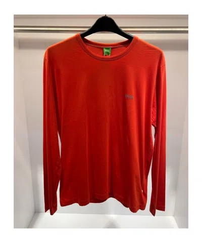 Hugo Boss Round Collar And Long-sleeved T-shirt In Red