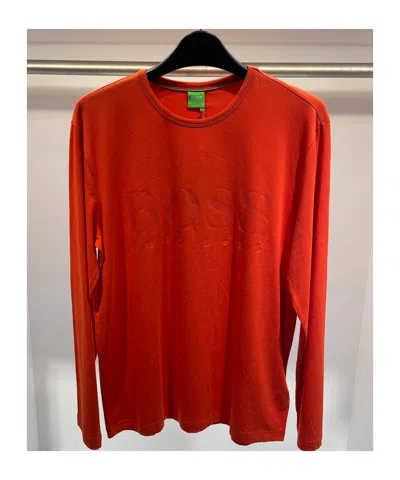 Hugo Boss Round Collar And Long-sleeved T-shirt In Red
