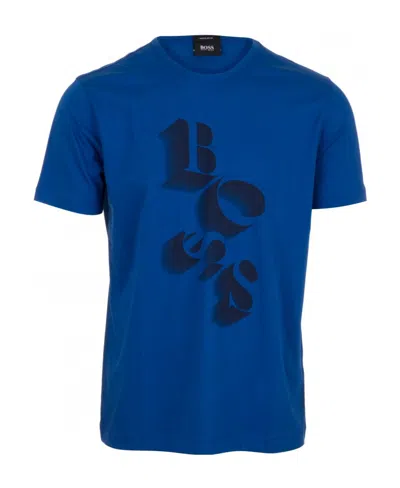 Hugo Boss Round Collar Logo T-shirt In Blue