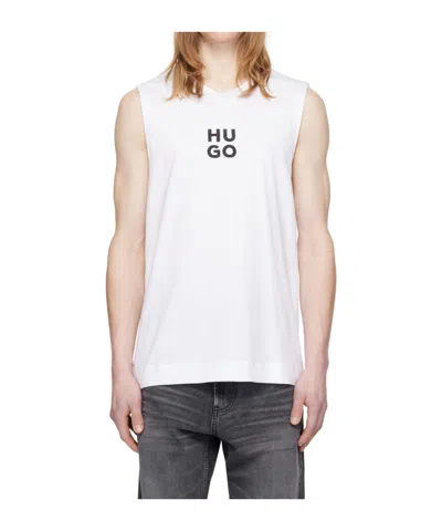 Hugo Boss Round Collar Logo Vest In White