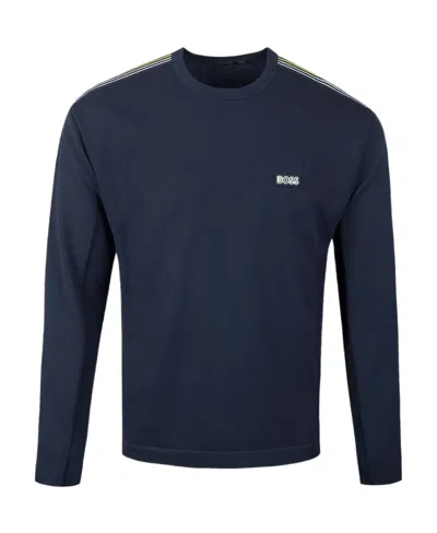 Hugo Boss Round Collar Long Sleeve Sweater In Black