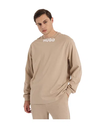 Hugo Boss Round Collar Long Sleeve Sweater In Nude