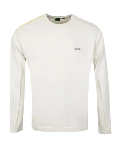 Hugo Boss Round Collar Long Sleeve Sweater In White