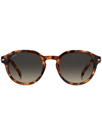 Hugo Boss Round-frame Sunglasses In Braun
