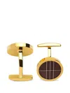 Hugo Boss Round-grid Cufflinks In Gold