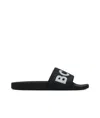 Hugo Boss Italian-made Slides With Raised Logo In Black