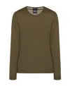 Hugo Boss Round-neck And Long-sleeved Sweater In Green