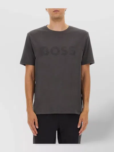 Hugo Boss Round Neck Short Sleeve T-shirt In Brown