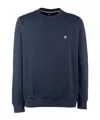 Hugo Boss Mens Boss Branded Crewneck Cotton-blend Sweatshirt In Blue