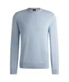 Hugo Boss Cotton Sweater With Embroidered Logo In Gray