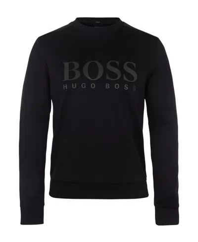 Hugo Boss Round-necked Logo Sweater In Black
