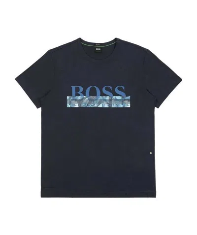 Hugo Boss Round-necked Logo T-shirt In Black