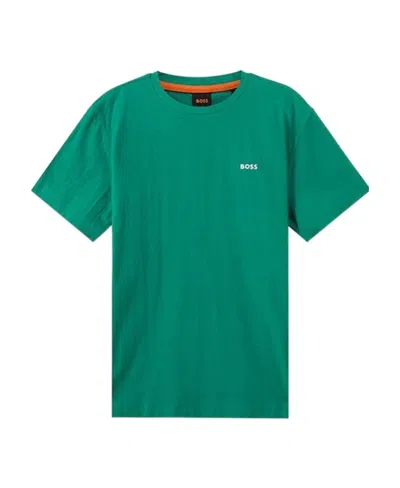 Hugo Boss Round-necked Logo T-shirt In Green
