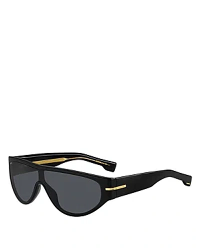 Hugo Boss Men's 1623s 99mm Shield Sunglasses In Black/gray Solid
