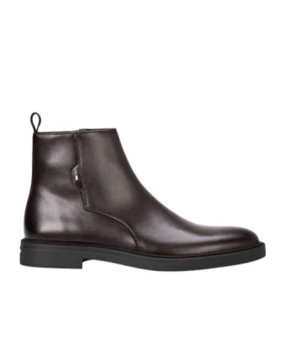 Hugo Boss Round Toe Ankle Boots In Black