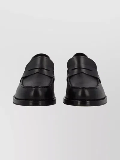 Hugo Boss Round Toe Loafers Featuring Rubber Sole In Black  display picture 1