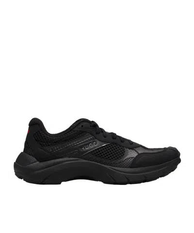 Hugo Boss Round Toe Low-top Sneakers In Black