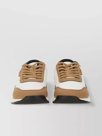Hugo Boss Round Toe Rubber Sole Sneaker In Brown