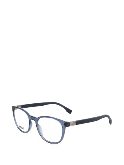 Hugo Boss Round-frame Glasses In Blue