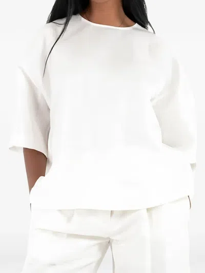 Hugo Boss Round-neck Half-sleeve Top In White