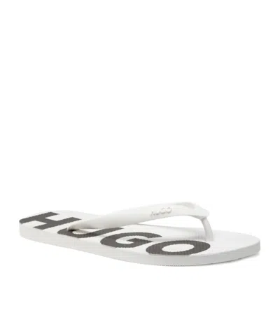 Hugo Boss Round-toe Flat Sandals In White