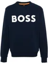 Hugo Boss Rubber Print-logo Cotton-terry Sweatshirt In Blue