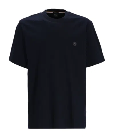 Hugo Boss Rubberised-logo Cotton T-shirt In Schwarz