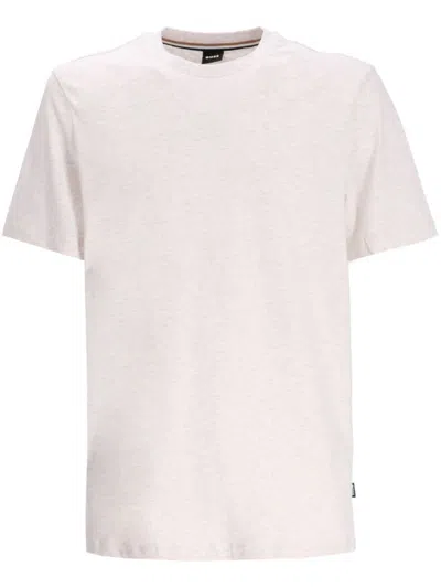 Hugo Boss Rubberised-logo Cotton T-shirt In White