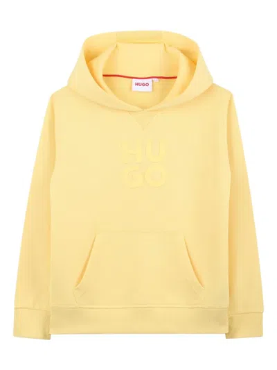 Hugo Boss Kids' Rubberised-logo Hoodie In 黄色