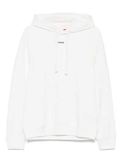 Hugo Boss Rubberised-logo Hoodie In White